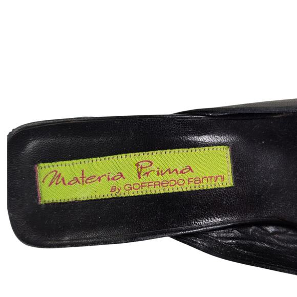 Materia Prima Goffredo Fantini Black Leather Mules 35.5 Made in Italy Heels - Picture 9 of 14